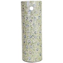 Paragüero redondo de madera acabado en capiz beige y verde