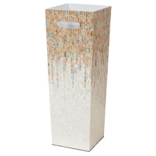 Paragüero cuadrado de madera acabado capiz beige y blanco