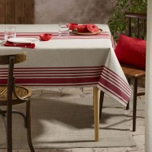 Mantel antimanchas beige con rayas azules Atenas Ascain