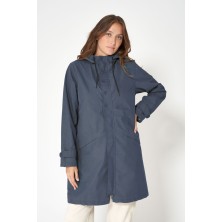 chubasquero mujer impermeable largo Batela azul marino con capucha