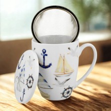 Taza porcelana con filtro para infusiones Veleros