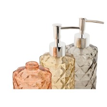 Dispensador Jabón cristal colores rosa, ámbar o gris