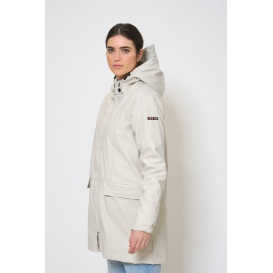 Chubasquero Impermeable Mujer Batela Blanco Roto con Forro de Pelo