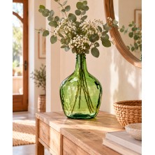 Damajuana de Cristal Verde 4 Litros | Garrafa Decorativa de Vidrio para Flores y Decoración
