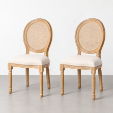 Pack de 2 sillas de comedor tapizadas en lino