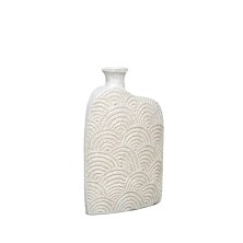 Jarrón blanco decorativo con boca estrecha
