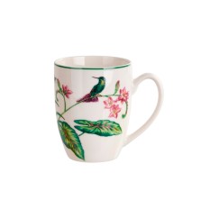 Taza de Porcelana con Hojas Tropicales y Pájaro Sound of Paradise