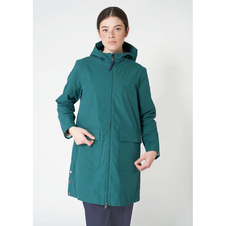 Chaqueta larga impermeable termosellada verde