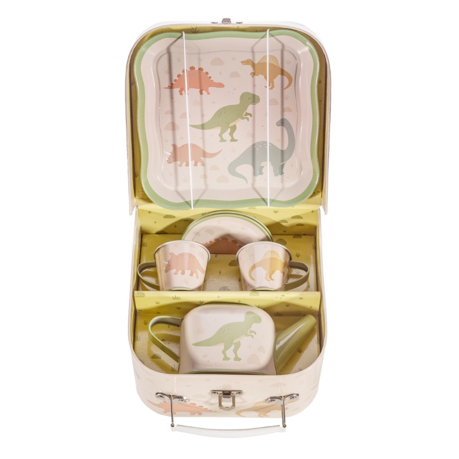 Set de té para niños dinosaurios Desert Dino en maleta