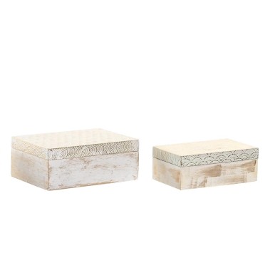 Caja joyero madera mango estampado dorado