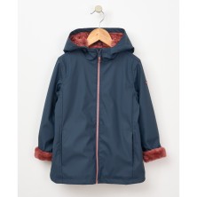 Chubasquero impermeable infantil azul marino con borreguito