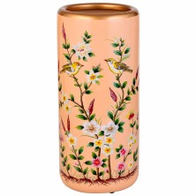 Paragüero redondo cerámico beige estampado flores y pájaros