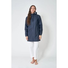 Chubasquero para mujer largo con capucha Batela color azul marino