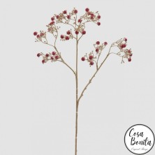 Rama de tallo dorado y flores rosas de Gypsophila 68cm