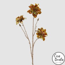 Rama de flores Helleboro tornasoladas reflejos doradas 66cm