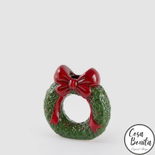 Porta velas forma de corona navideña 13,5cm