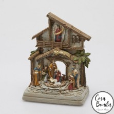 Nacimiento Belén Navideño portal escena Natividad con luz, música y movimiento 28x21x12,5cm