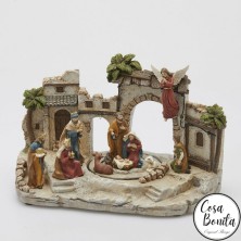 Nacimiento Belén Navideño portal escena Natividad con luz, música y movimiento 22,5x34x18cm