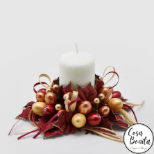 Corona navideña para velas con bayas doradas 16cm