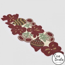 Camino de mesa de cuentas hecho a mano bolas navideñas y lazos 90x30cm