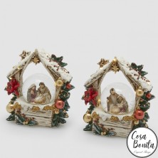 Bola de agua nieve con Belén Nacimiento navideño 14x15cm