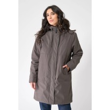 Chubasquero mujer algodón costuras selladas impermeable borreguito interior color Beluga