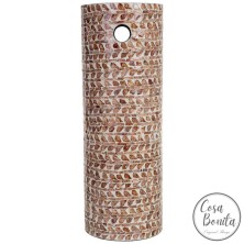 Paragüero redondo de madera acabado en capiz marrón hojas