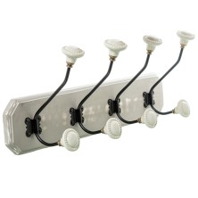 Perchero de pared blanco madera mango 4 colgadores 48x14x19cm