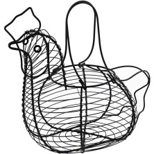 Cesta para huevos huevera metal Gallina negra 25x18x30 cm