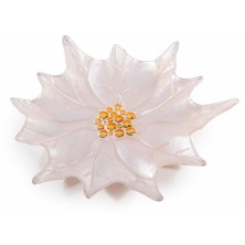 Plato navideño en vidrio forma poinsettia blanca para comida