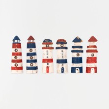 Imán madera Faro de Mar azul o rojo Faro marinero