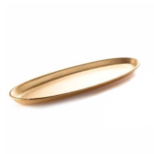 Centro de mesa de madera ovalada alargada dorada grande