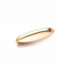 Centro de mesa de madera ovalada alargada dorada pequeña