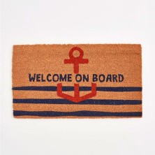 Felpudo estampado fibra de coco ancla Welcome on Board 70x40 cm
