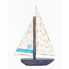 Velero decorativo de madera azul marino 91